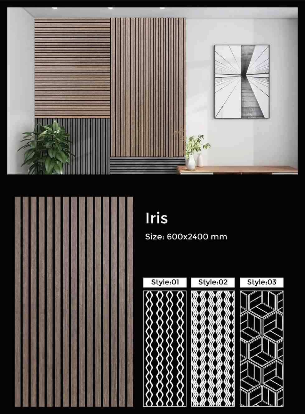 Iris acoustic slat wall panel