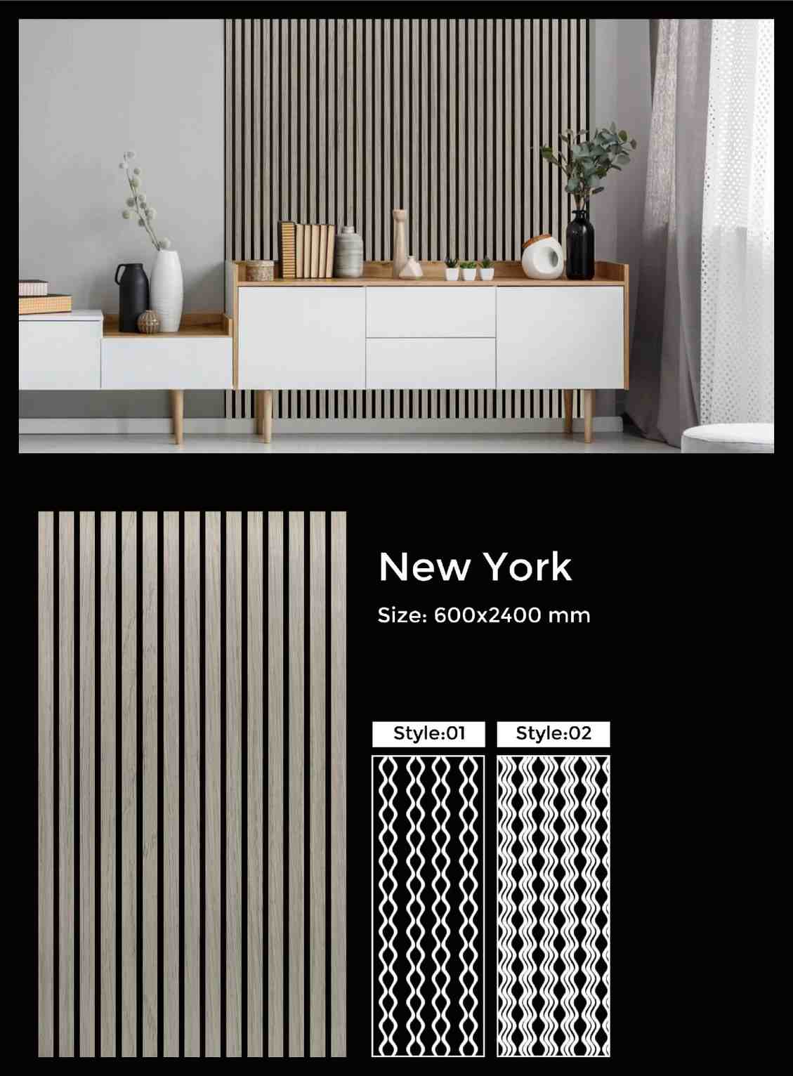 New York acoustic slat wall panel detail